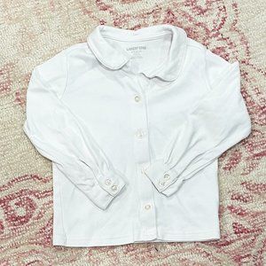 Lands End Uniform Girls Long Sleeve Button Front Peter Pan Collar Knit S…